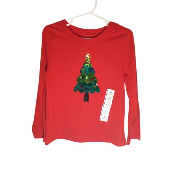 Cat & Jack Kids Flip Sequin Christmas Tree Long Sleeve T-Shirt - Size: 4/5 - XS - Picture 4 of 6